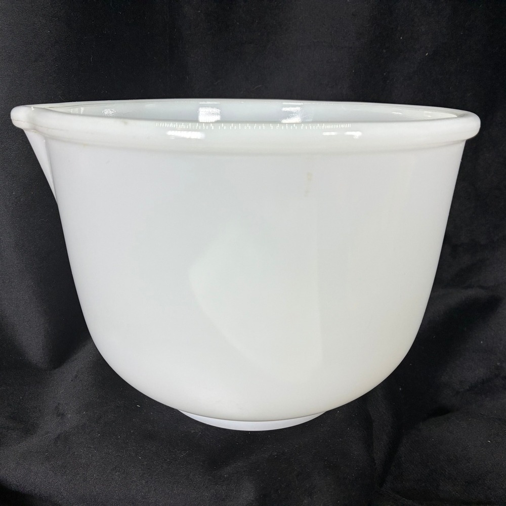 Vintage Glasbake for Sunbeam Milk Glass Mixing Bowl White Spout Made in USA 7in